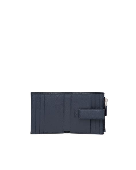 Black/baltic Blue Saffiano Leather Card Holder 